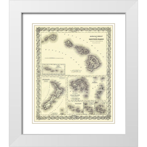 Hawaii - Colton 1856 White Modern Wood Framed Art Print with Double Matting by Colton