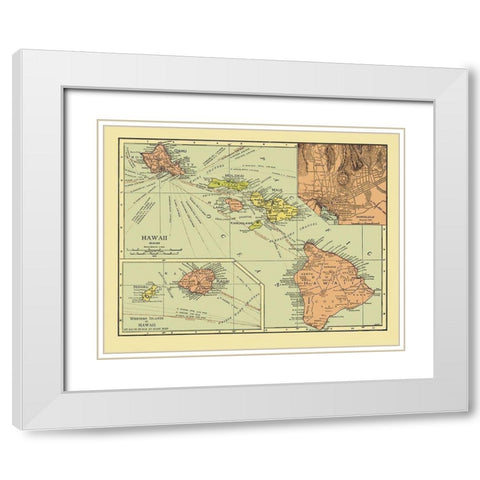 Hawaii - 1912 White Modern Wood Framed Art Print with Double Matting by Unknown