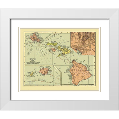 Hawaii - 1912 White Modern Wood Framed Art Print with Double Matting by Unknown