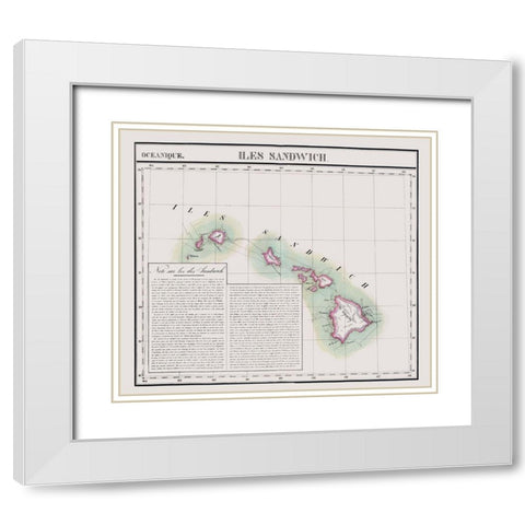 Hawaii - Vandermaelen 1827 White Modern Wood Framed Art Print with Double Matting by Vandermaelen