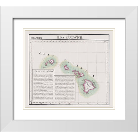 Hawaii - Vandermaelen 1827 White Modern Wood Framed Art Print with Double Matting by Vandermaelen