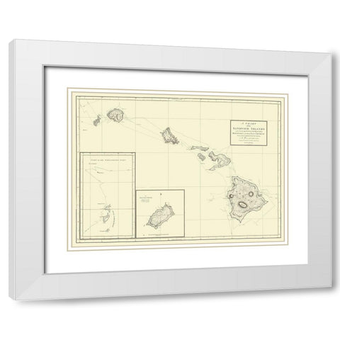 Hawaiian Islands - Baker 1794 White Modern Wood Framed Art Print with Double Matting by Baker