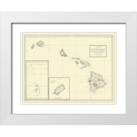 Hawaiian Islands - Baker 1794 White Modern Wood Framed Art Print with Double Matting by Baker