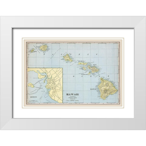 Hawaii - Cram 1888  White Modern Wood Framed Art Print with Double Matting by Cram