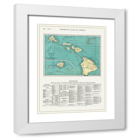 Hawaii - Rand McNally 1902  White Modern Wood Framed Art Print with Double Matting by Rand McNally
