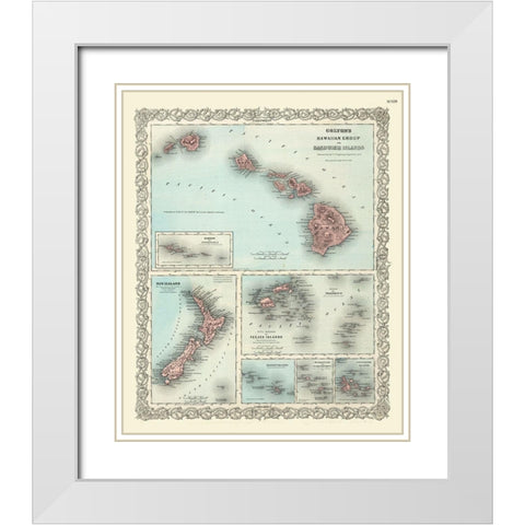 Hawaii - Colton 1855  White Modern Wood Framed Art Print with Double Matting by Colton