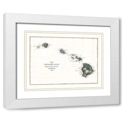 Hawaii - Douglas 1841  White Modern Wood Framed Art Print with Double Matting by Douglas