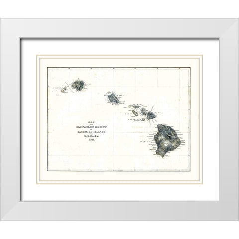 Hawaii - Douglas 1841  White Modern Wood Framed Art Print with Double Matting by Douglas