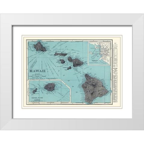 Hawaii - Rand McNally 1902  White Modern Wood Framed Art Print with Double Matting by Rand McNally