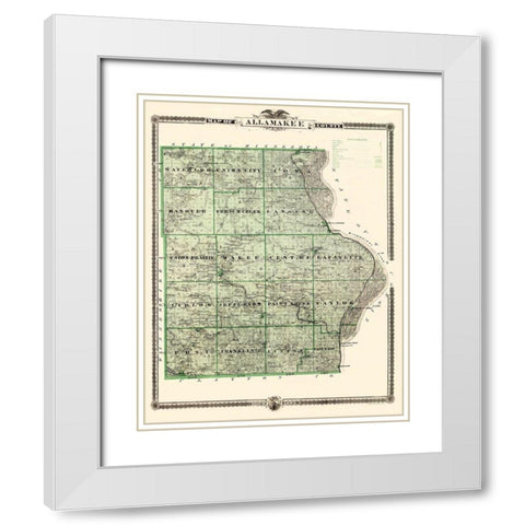 Allamakee Iowa Landowner - Andreas 1874 White Modern Wood Framed Art Print with Double Matting by Andreas