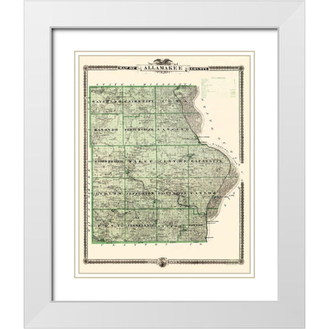 Allamakee Iowa Landowner - Andreas 1874 White Modern Wood Framed Art Print with Double Matting by Andreas