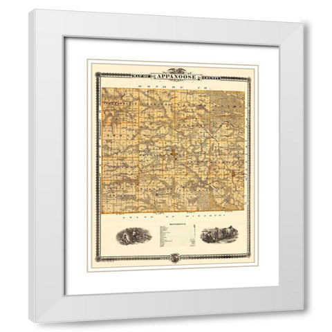 Appanoose Iowa Landowner - Andreas 1875 White Modern Wood Framed Art Print with Double Matting by Andreas
