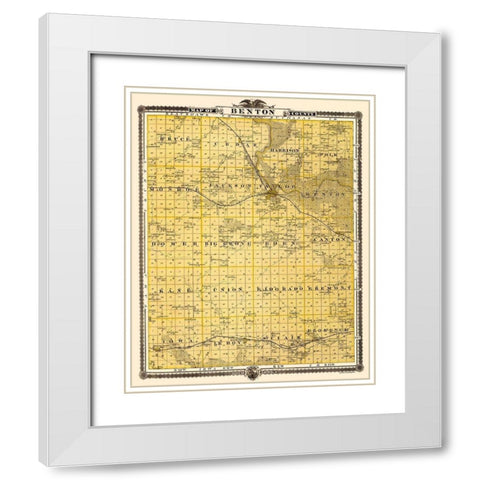 Benton Iowa Landowner - Andreas 1874 White Modern Wood Framed Art Print with Double Matting by Andreas