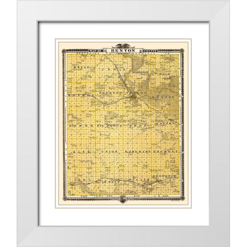 Benton Iowa Landowner - Andreas 1874 White Modern Wood Framed Art Print with Double Matting by Andreas