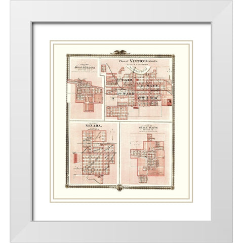 Blairstown, Vinton, Nevada, Belle Plaine Iowa White Modern Wood Framed Art Print with Double Matting by Andreas