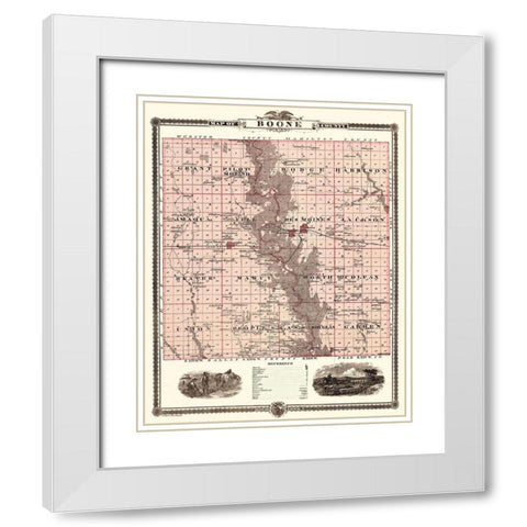 Boone Iowa Landowner - Andreas 1874 White Modern Wood Framed Art Print with Double Matting by Andreas