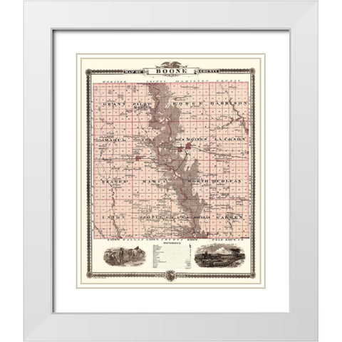 Boone Iowa Landowner - Andreas 1874 White Modern Wood Framed Art Print with Double Matting by Andreas