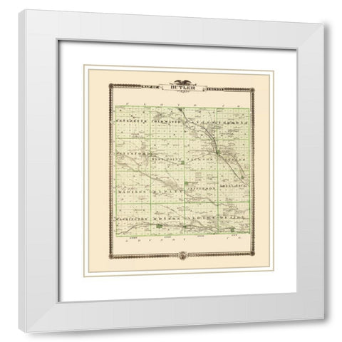 Butler Iowa Landowner - Andreas 1874 White Modern Wood Framed Art Print with Double Matting by Andreas