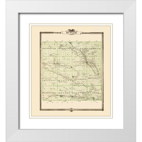 Butler Iowa Landowner - Andreas 1874 White Modern Wood Framed Art Print with Double Matting by Andreas