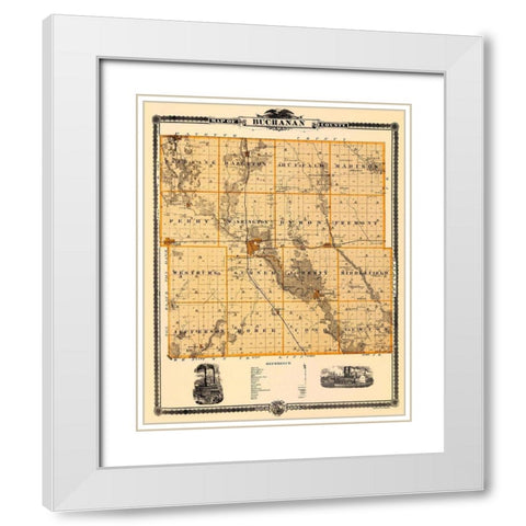 Buchanan Iowa Landowner - Andreas 1874 White Modern Wood Framed Art Print with Double Matting by Andreas