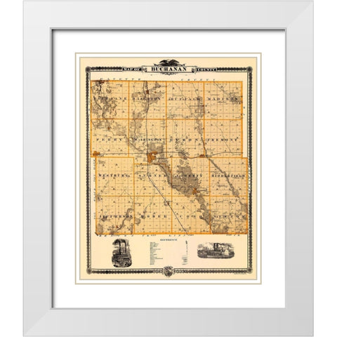 Buchanan Iowa Landowner - Andreas 1874 White Modern Wood Framed Art Print with Double Matting by Andreas