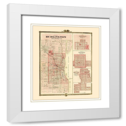 Burlington, Greenfield, Fontanelle, Stuart Iowa White Modern Wood Framed Art Print with Double Matting by Andreas