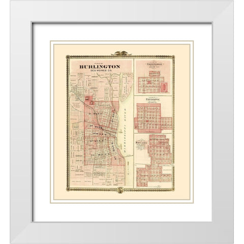 Burlington, Greenfield, Fontanelle, Stuart Iowa White Modern Wood Framed Art Print with Double Matting by Andreas