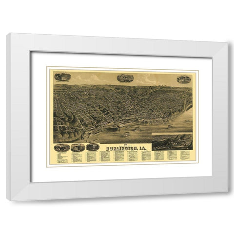 Burlington Iowa - Wellge 1889 White Modern Wood Framed Art Print with Double Matting by Wellge
