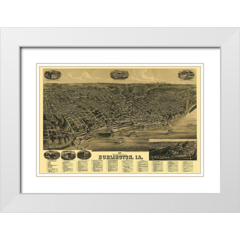 Burlington Iowa - Wellge 1889 White Modern Wood Framed Art Print with Double Matting by Wellge