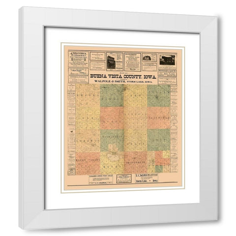 Buena Vista County Iowa - Hixson 1901  White Modern Wood Framed Art Print with Double Matting by Hixson