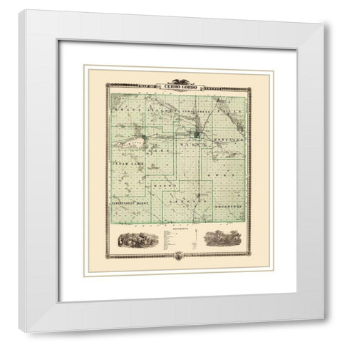 Cerro Gordo Iowa Landowner - Andreas 1874 White Modern Wood Framed Art Print with Double Matting by Andreas