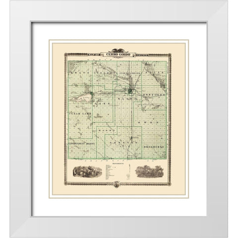 Cerro Gordo Iowa Landowner - Andreas 1874 White Modern Wood Framed Art Print with Double Matting by Andreas
