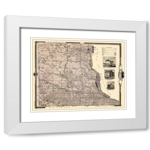 Clayton Iowa Landowner - Andreas 1874 White Modern Wood Framed Art Print with Double Matting by Andreas