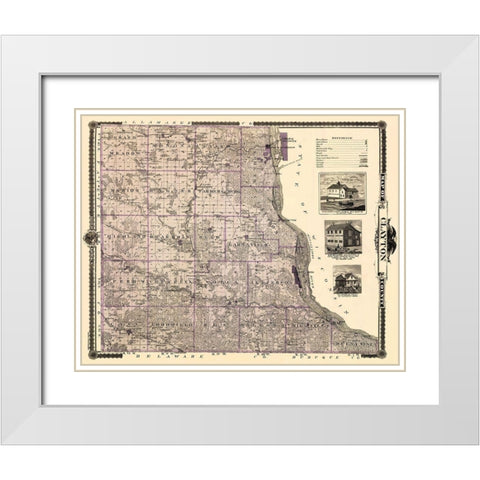 Clayton Iowa Landowner - Andreas 1874 White Modern Wood Framed Art Print with Double Matting by Andreas