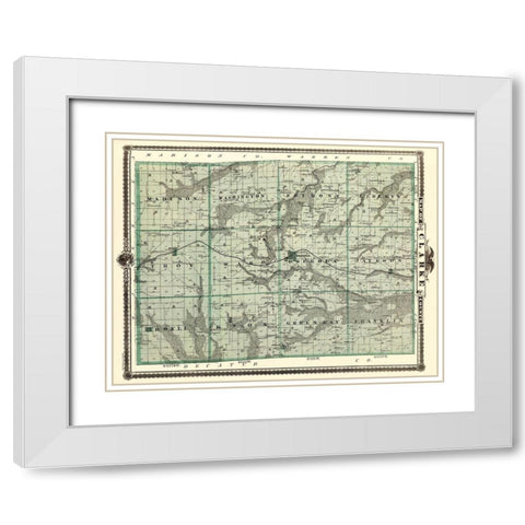 Clarke Iowa Landowner - Andreas 1874 White Modern Wood Framed Art Print with Double Matting by Andreas