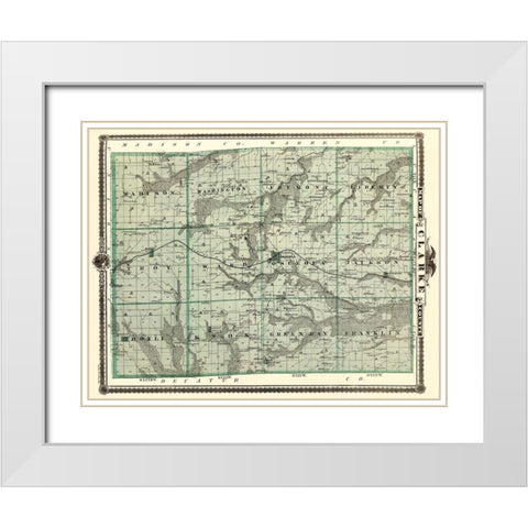 Clarke Iowa Landowner - Andreas 1874 White Modern Wood Framed Art Print with Double Matting by Andreas