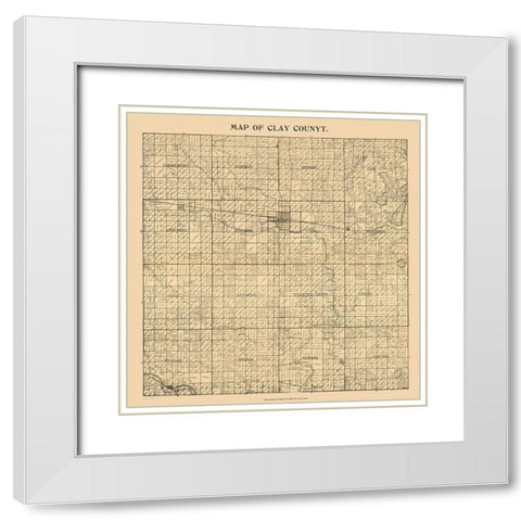 Clay County Iowa - Long 1896  White Modern Wood Framed Art Print with Double Matting by Long