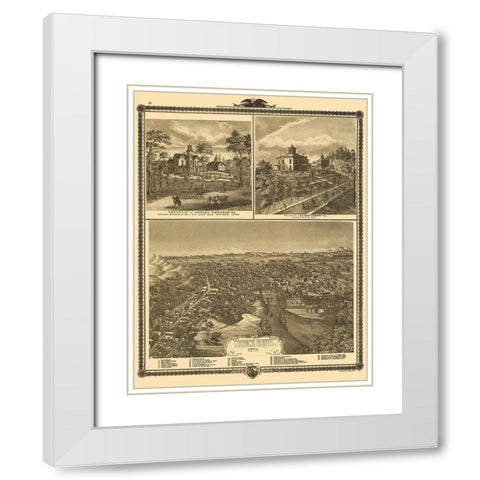 Council Bluffs Iowa - Andreas 1875 White Modern Wood Framed Art Print with Double Matting by Andreas