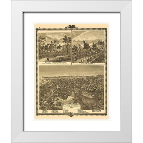 Council Bluffs Iowa - Andreas 1875 White Modern Wood Framed Art Print with Double Matting by Andreas