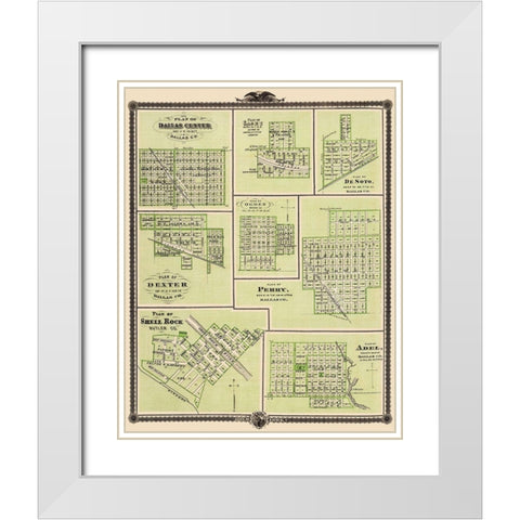 Dallas Iowa Towns  Vicinity - 1876 White Modern Wood Framed Art Print with Double Matting by Unknown