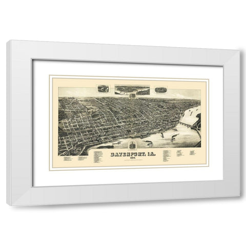 Davenport Iowa - Wellge 1888 White Modern Wood Framed Art Print with Double Matting by Wellge