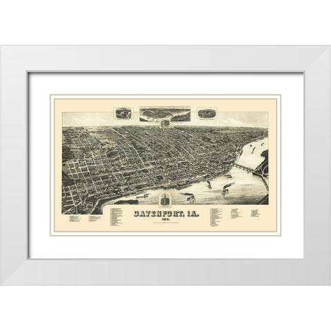 Davenport Iowa - Wellge 1888 White Modern Wood Framed Art Print with Double Matting by Wellge