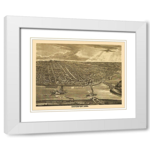 Davenport Iowa - Andreas 1875 White Modern Wood Framed Art Print with Double Matting by Andreas