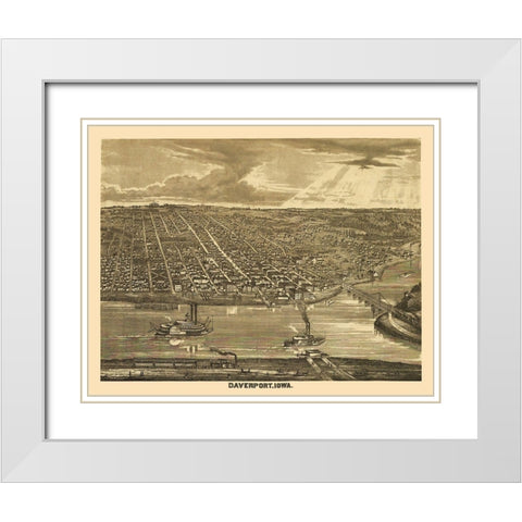 Davenport Iowa - Andreas 1875 White Modern Wood Framed Art Print with Double Matting by Andreas