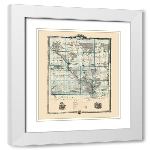 Delaware Iowa Landowner - Andreas 1874 White Modern Wood Framed Art Print with Double Matting by Andreas