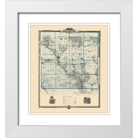 Delaware Iowa Landowner - Andreas 1874 White Modern Wood Framed Art Print with Double Matting by Andreas
