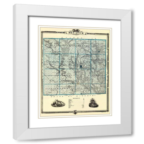 Decatur Iowa Landowner - Andreas 1875 White Modern Wood Framed Art Print with Double Matting by Andreas