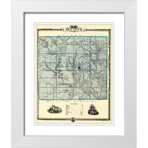 Decatur Iowa Landowner - Andreas 1875 White Modern Wood Framed Art Print with Double Matting by Andreas