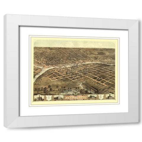 Des Moines Iowa - Ruger 1868 White Modern Wood Framed Art Print with Double Matting by Ruger