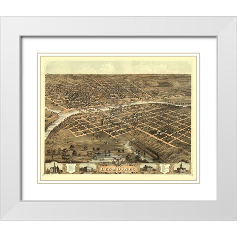 Des Moines Iowa - Ruger 1868 White Modern Wood Framed Art Print with Double Matting by Ruger
